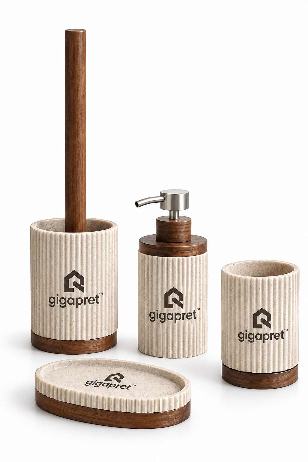 Digapret 4-Piece Ribbed Bathroom Accessory Set